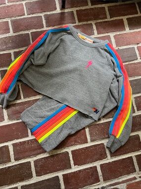 Aviator Nation neon stripe sweat set